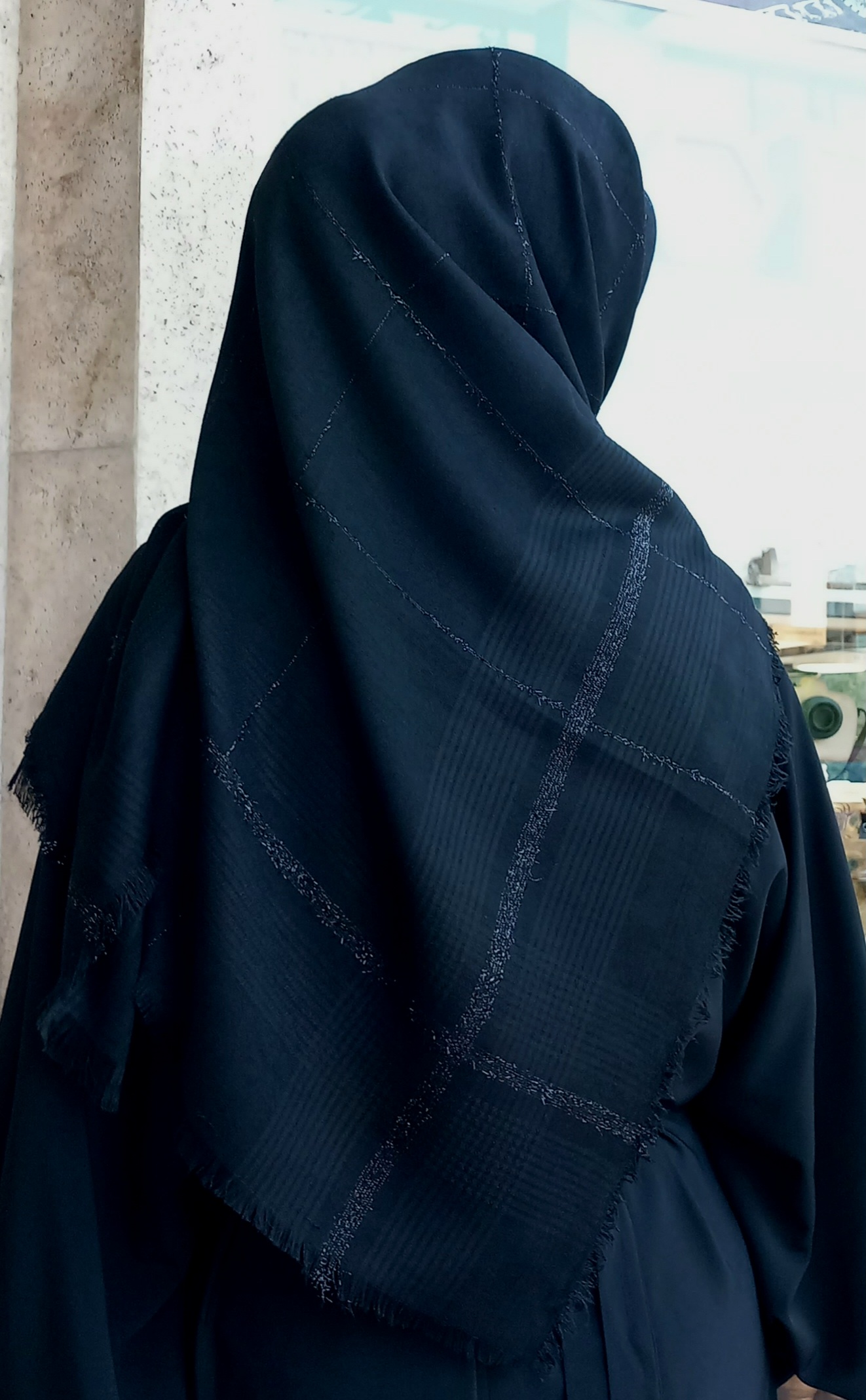 روسری نخی لمه دار مشکی